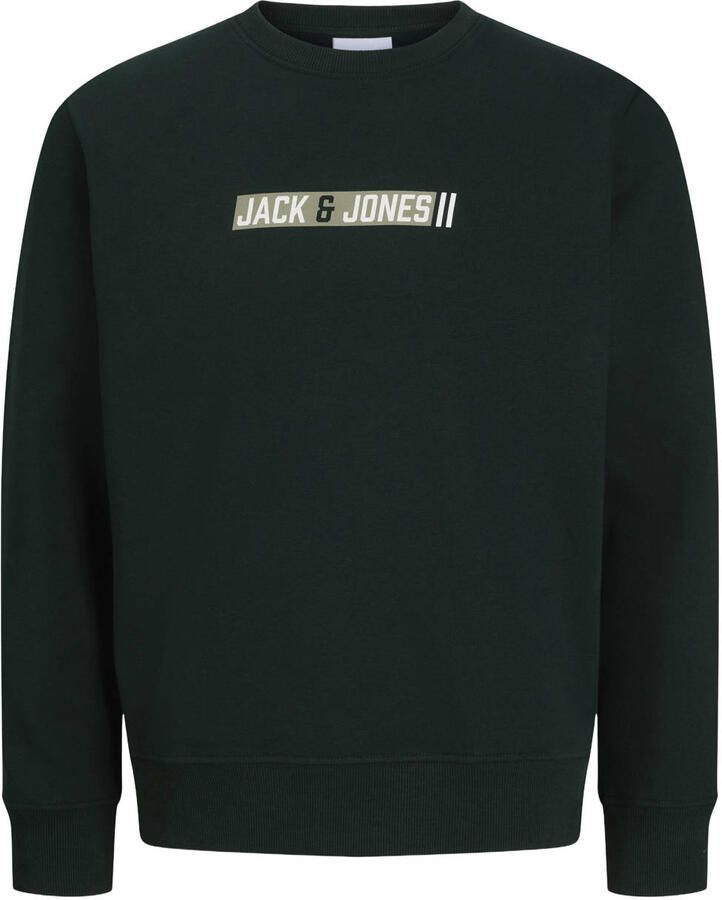 JACK & JONES regular fit sweater met print donkergroen