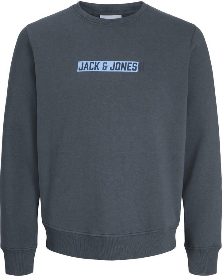 JACK & JONES regular fit sweater met print grijsblauw