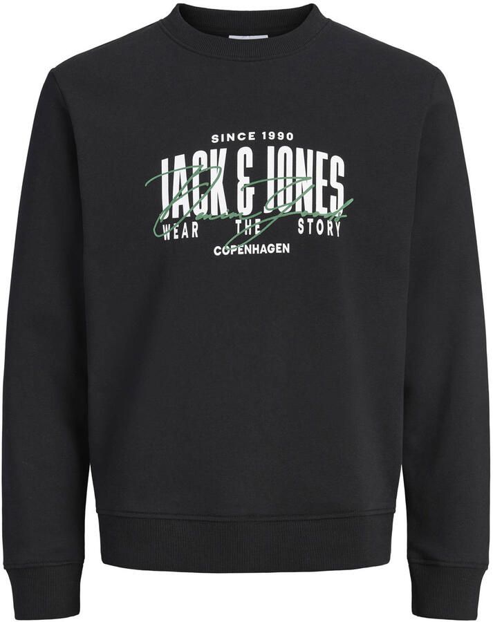 JACK & JONES regular fit sweater met print zwart