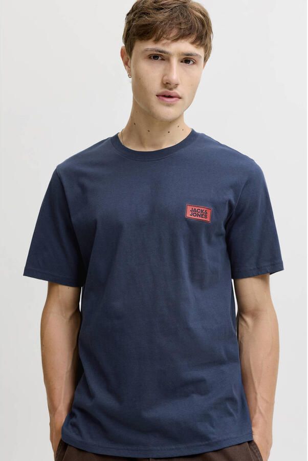 JACK & JONES regular fit T-shirt met logo donkerblauw - Foto 2