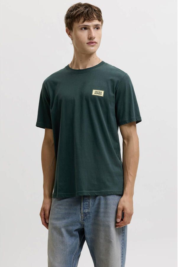 JACK & JONES regular fit T-shirt met logo donkergroen