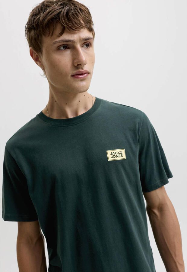 JACK & JONES regular fit T-shirt met logo donkergroen - Foto 3
