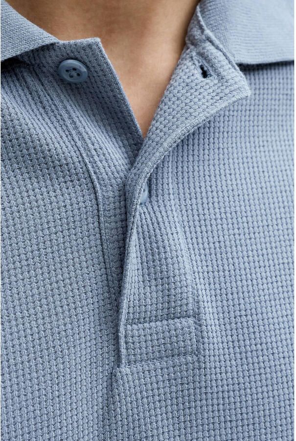 JACK & JONES regular polo met textuur blauw - Foto 2