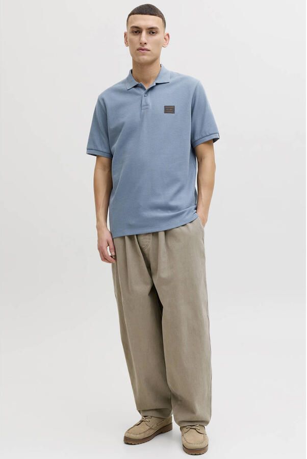 JACK & JONES regular polo met textuur blauw - Foto 3