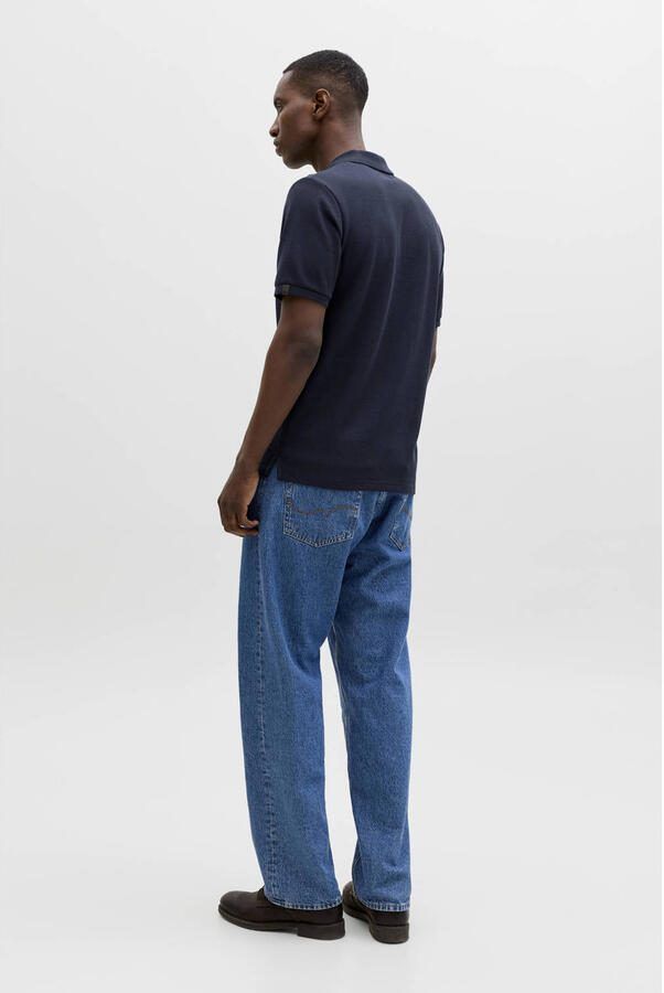 JACK & JONES regular polo met textuur donkerblauw - Foto 2