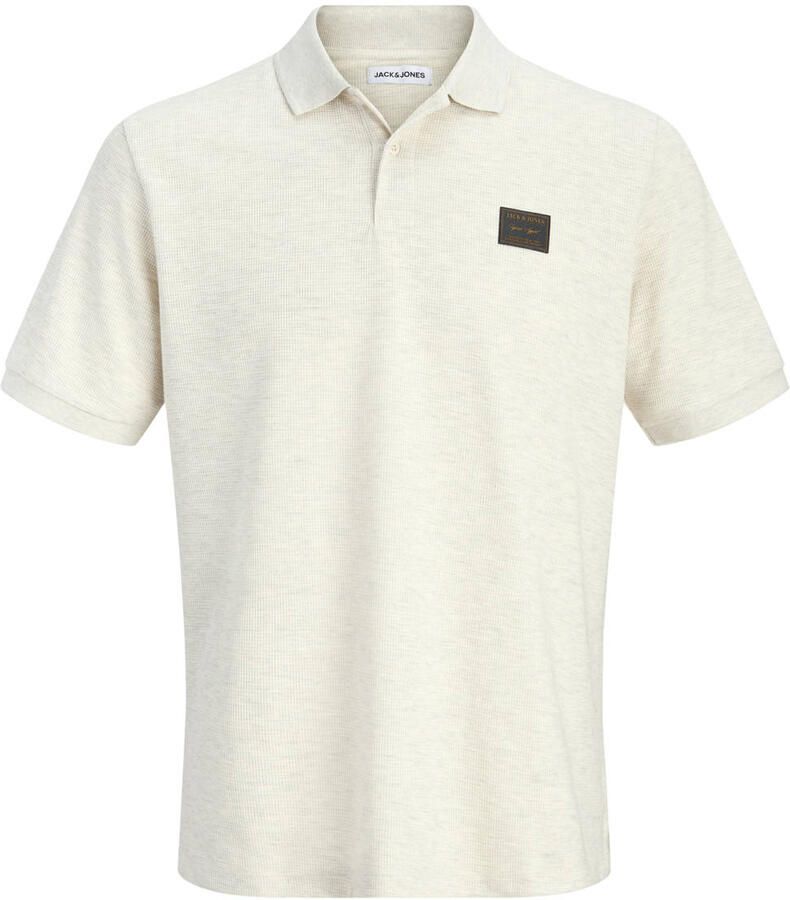 JACK & JONES regular polo met textuur ecru