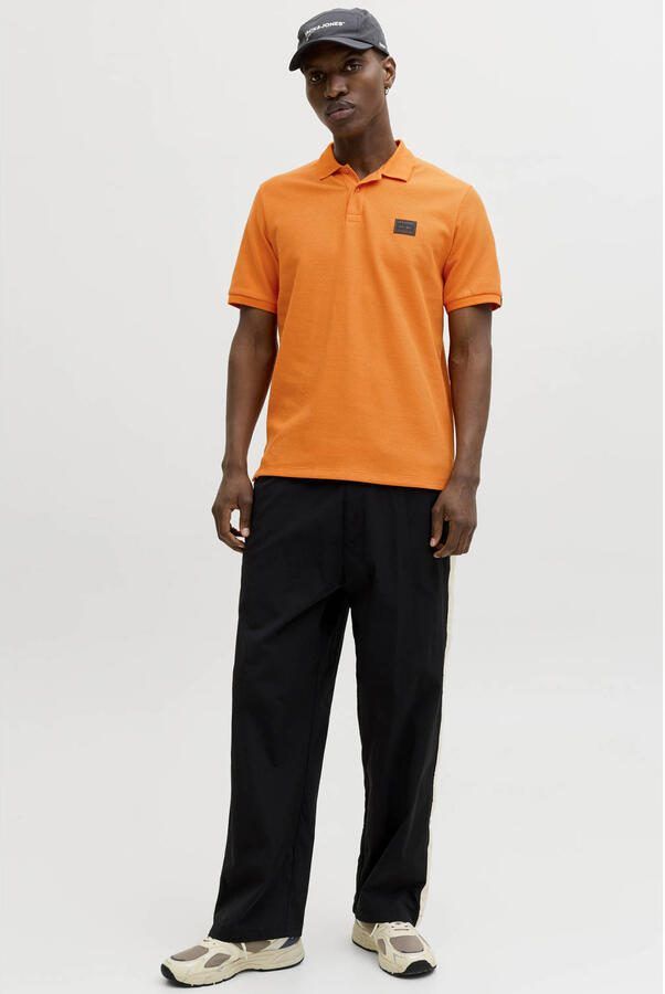 JACK & JONES regular polo met textuur oranje - Foto 3