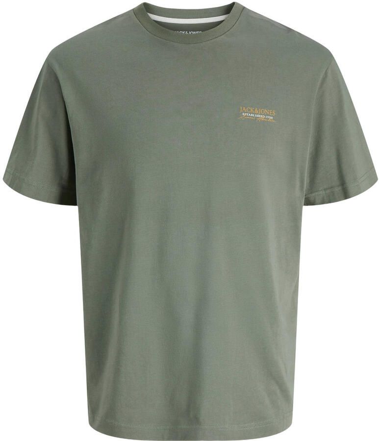 JACK & JONES regular T-shirt met backprint donkergroen
