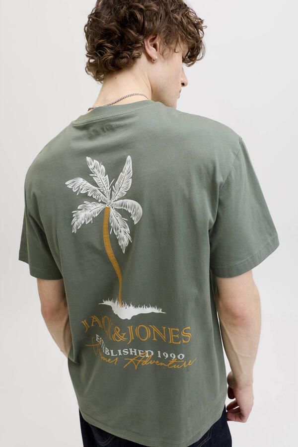JACK & JONES regular T-shirt met backprint donkergroen - Foto 3