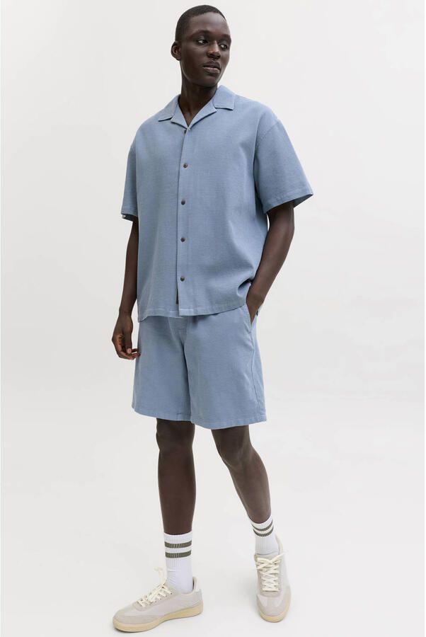 JACK & JONES relaxed casual overhemd met short blauw (set van 2) - Foto 2