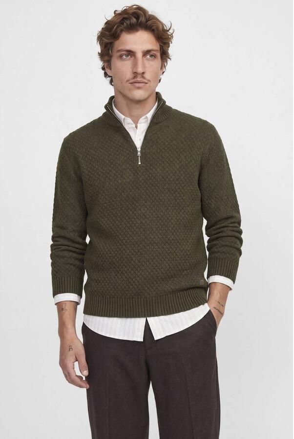 JACK & JONES relaxed fit gebreide trui donkergroen - Foto 2
