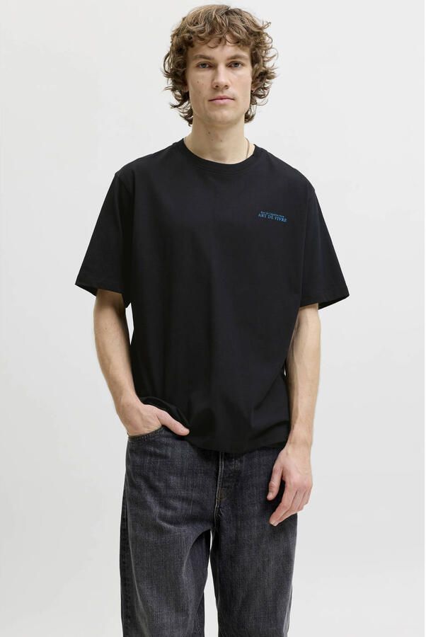 JACK & JONES relaxed T-shirt met backprint zwart