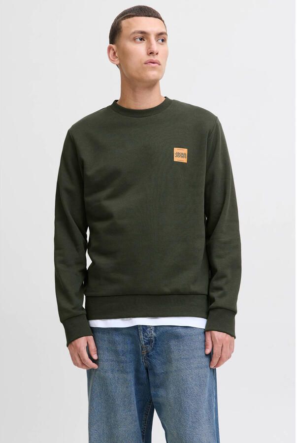 Jack & jones Sweatshirt met labelprint model 'BRANDY' - Foto 3