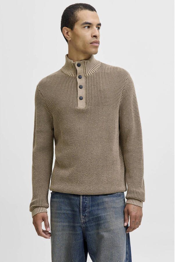 JACK & JONES trui grof gebreid lichtbruin