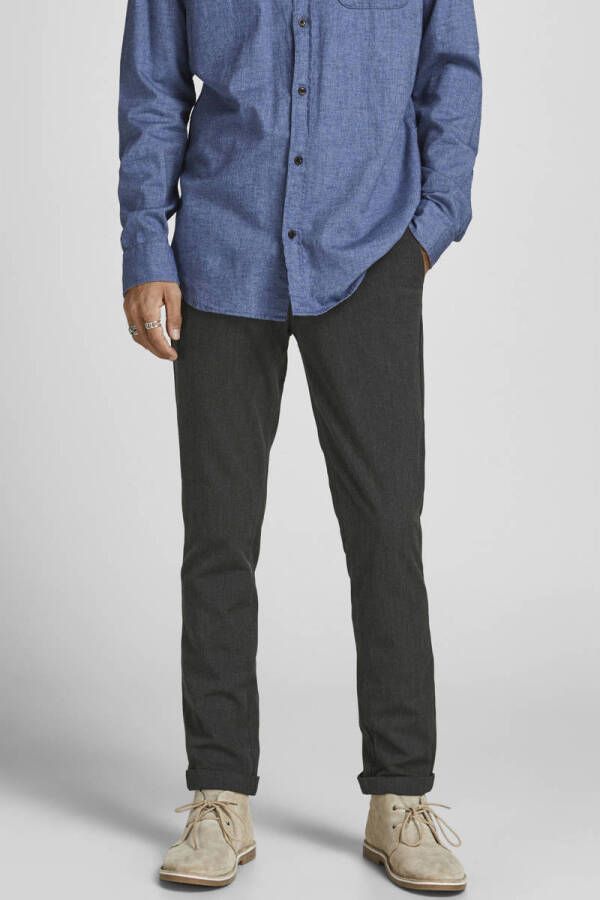 JACK & JONES JEANS INTELLIGENCE gemêleerde slim fit pantalon JJIMARCO JJCONNOR dark grey