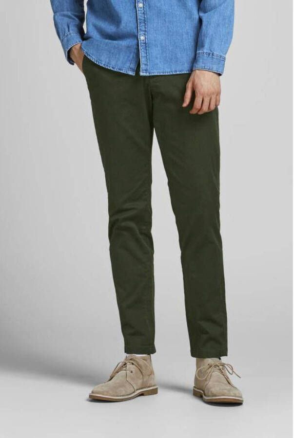 JACK & JONES JEANS INTELLIGENCE slim fit broek JJIMARCO JJBOWIE legergroen