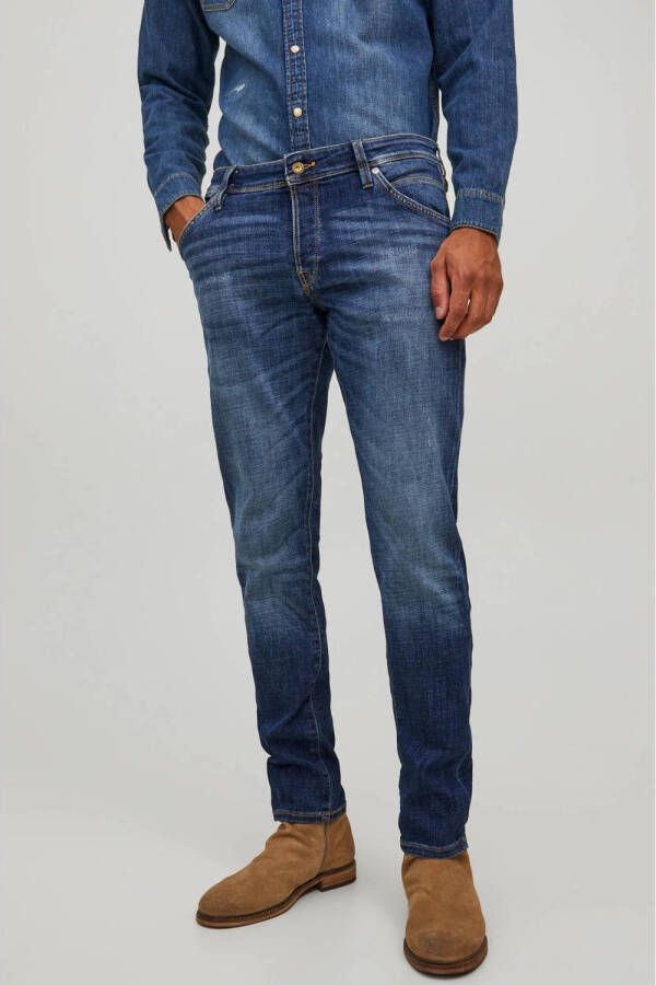 JACK & JONES JEANS INTELLIGENCE slim fit jeans JJIGLENN medium blue denim