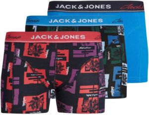 JACK & JONES JUNIOR boxershort JACLEAVES set van 3 rood zwart blauw
