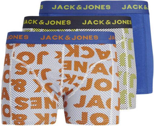Jack & jones JUNIOR boxershort JACLOGO ILLUSION set van 3 blauw multicolor Jongens Stretchkatoen 128