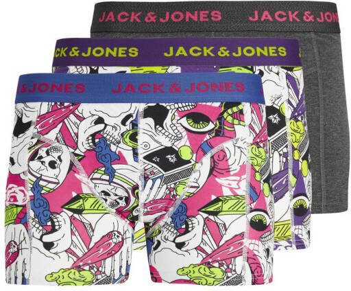 Jack & jones JUNIOR boxershort JACSPACE SKULL set van 3 paars multicolor Jongens Stretchkatoen 128