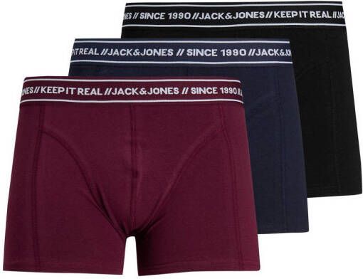 JACK & JONES JUNIOR boxershort JACTEXT set van 3 rood donkerblauw zwart