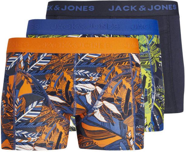 Jack & jones JUNIOR boxershort JACTROPICALLY set van 3 blauw oranje Jongens Stretchkatoen 128
