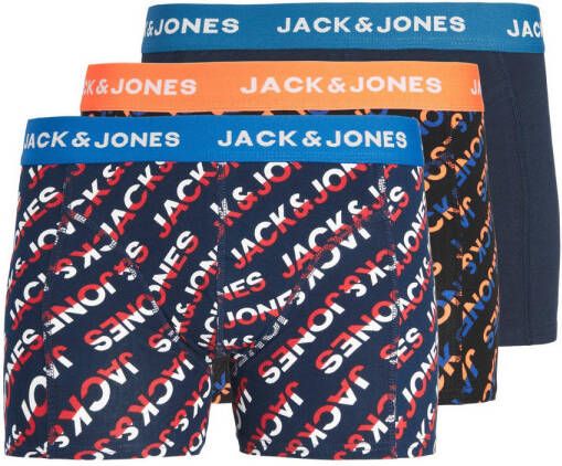 JACK & JONES JUNIOR boxershort set van 3 donkerblauw zwart