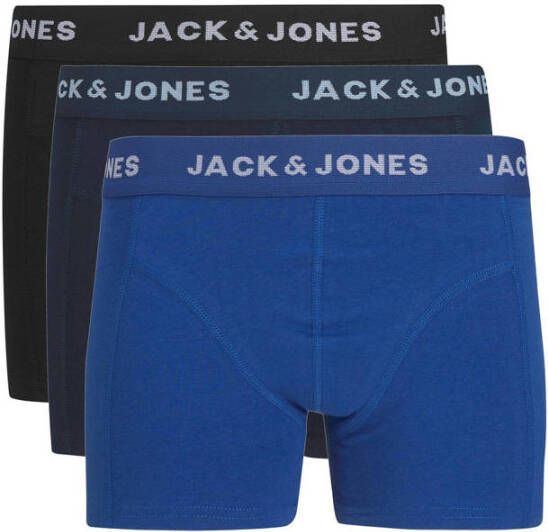JACK & JONES JUNIOR boxershort set van 3 zwart donkerblauw blauw