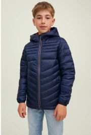 Jack & jones JUNIOR gewatteerde jas JJEHERO donkerblauw Jongens Polyester Capuchon 152 - Thumbnail 1