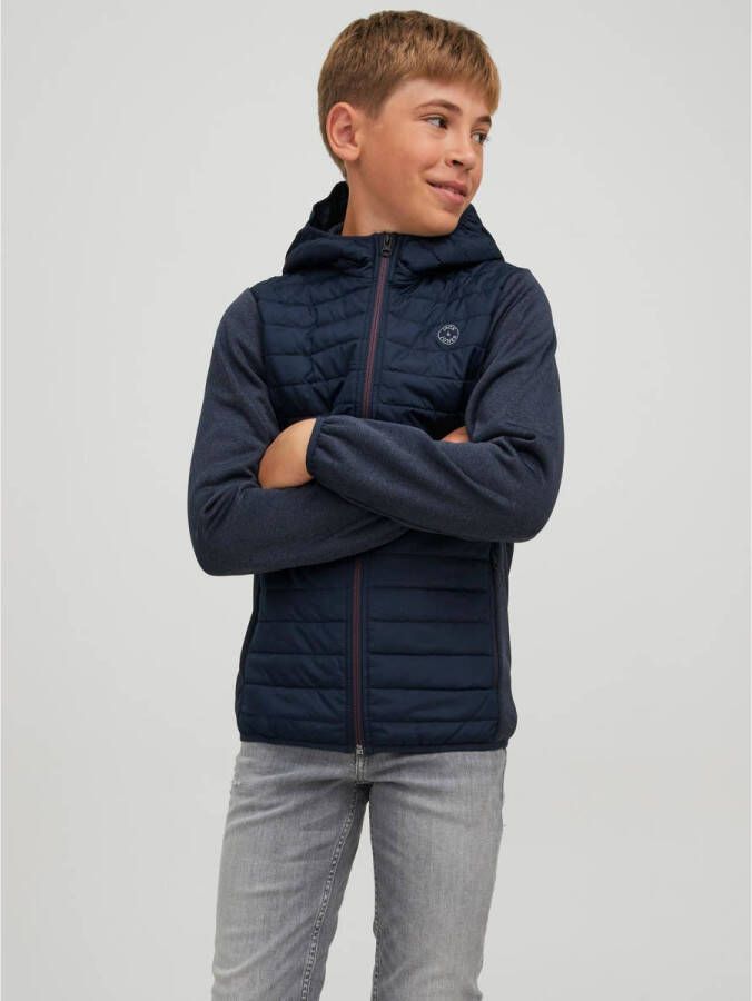 Jack & jones JUNIOR gewatteerde tussenjas JJEMULTI donkerblauw Jongens Polyester Capuchon 128