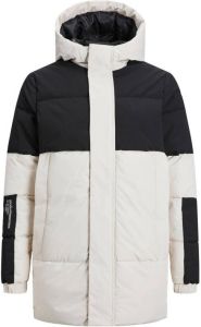 JACK & JONES JUNIOR gewatteerde winterjas JJEFORCE wit zwart