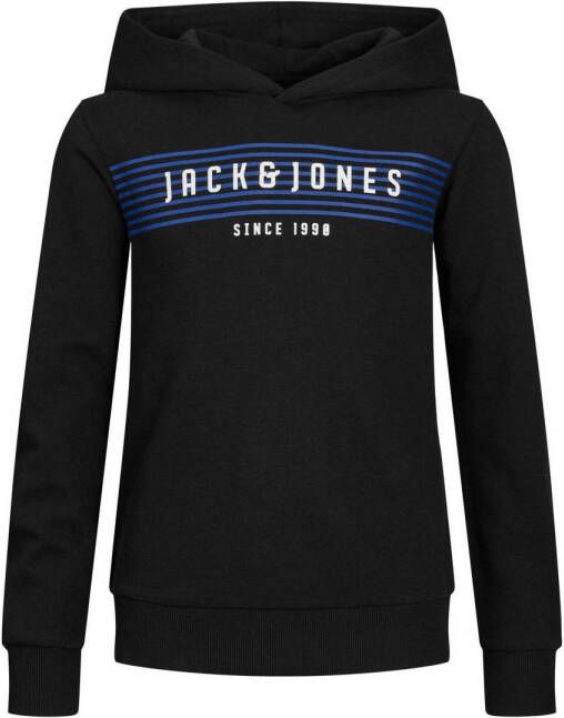 Jack & jones JUNIOR hoodie JCOPLANET met logo zwart Sweater Logo 140