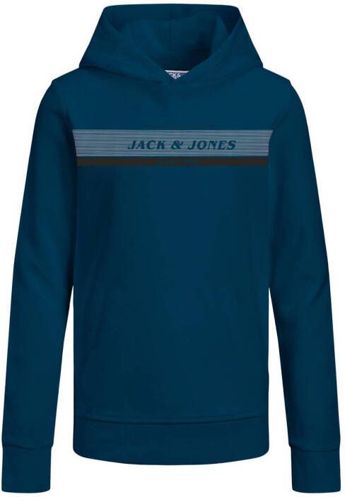 Jack & jones JUNIOR hoodie JJALEX met printopdruk donkerblauw Sweater Printopdruk 140