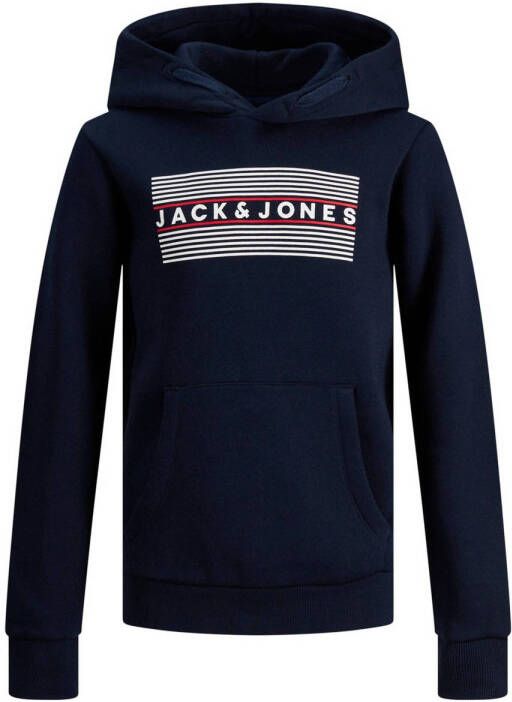 Jack & jones JUNIOR hoodie JJECORP met logo donkerblauw Sweater Logo 140