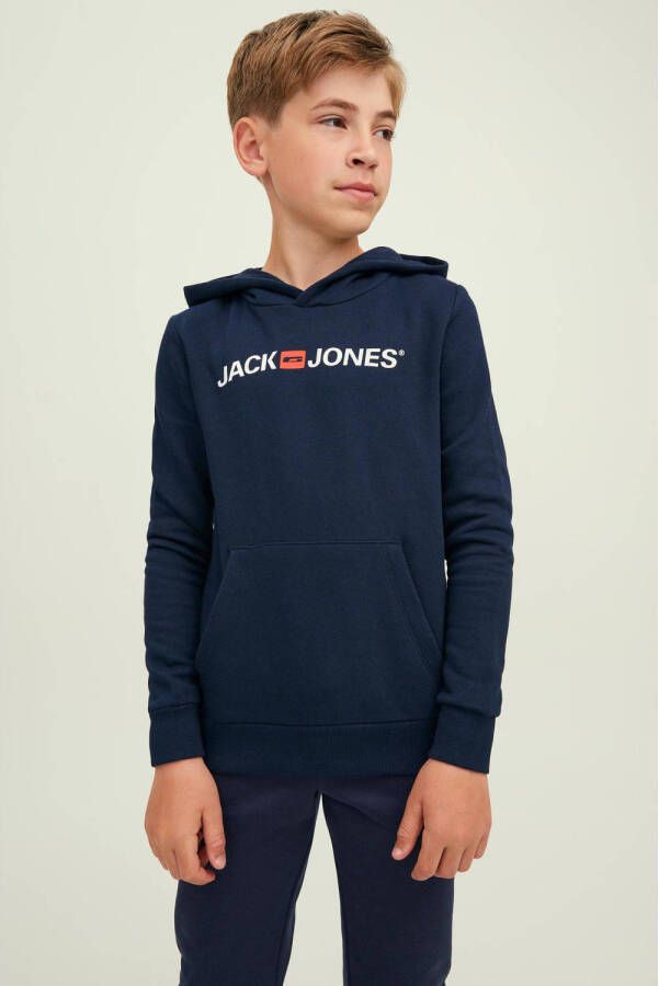 Jack & jones JUNIOR hoodie JJECORP met logo donkerblauw Sweater Logo 116