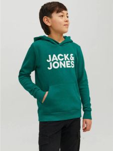 JACK & JONES JUNIOR hoodie JJECORP met logo donkergroen