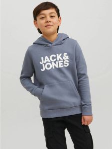 JACK & JONES JUNIOR hoodie JJECORP met logo grijsblauw