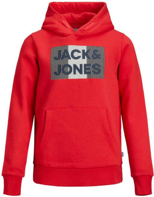 JACK & JONES JUNIOR hoodie JJECORP met logo rood