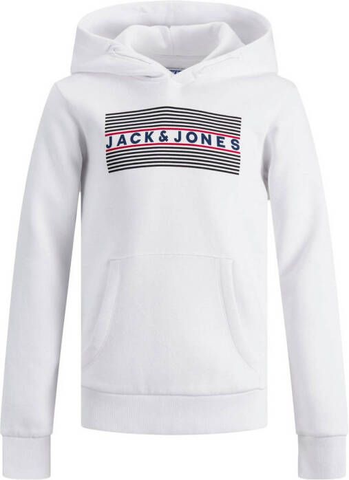 Jack & jones JUNIOR hoodie JJECORP met logo wit Sweater Jongens Katoen Capuchon 128