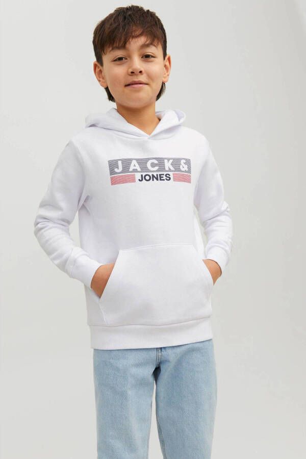 JACK & JONES JUNIOR hoodie JJECORP met logo wit