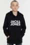Jack & jones JUNIOR hoodie JJECORP met logo zwart Sweater Jongens Katoen Capuchon 128 - Thumbnail 1