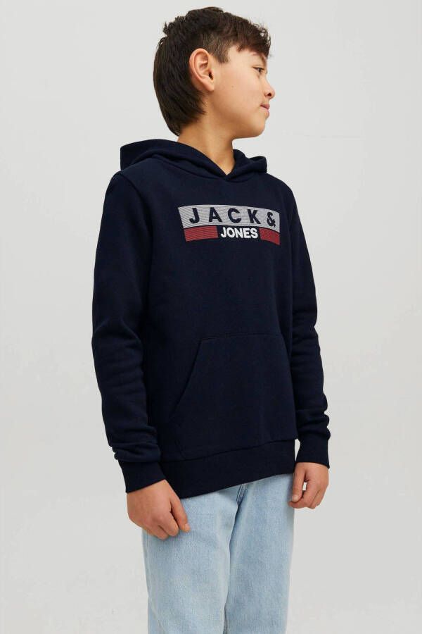 Jack & jones JUNIOR hoodie JJECORP met logo zwart Sweater Logo 176