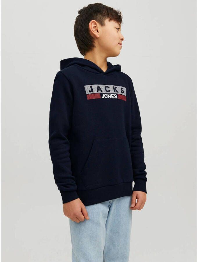 Jack & jones JUNIOR hoodie JJECORP met logo zwart Sweater Logo 176