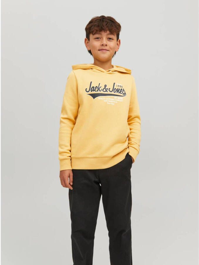 Jack & jones JUNIOR hoodie JJELOGO met logo lichtgeel Sweater Logo 116
