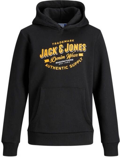 JACK & JONES JUNIOR hoodie JJELOGO met logo zwart
