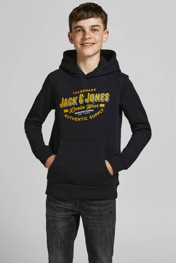 JACK & JONES JUNIOR hoodie JJELOGO met logo zwart