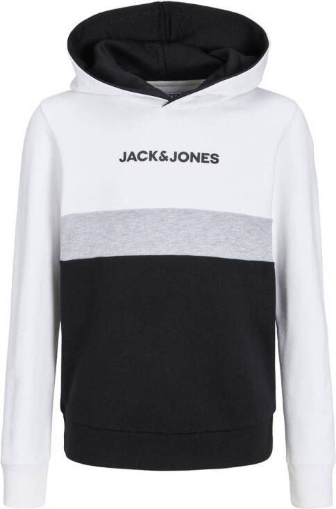 Jack & jones JUNIOR hoodie JJEREID wit zwart grijs melange Sweater Meerkleurig 116