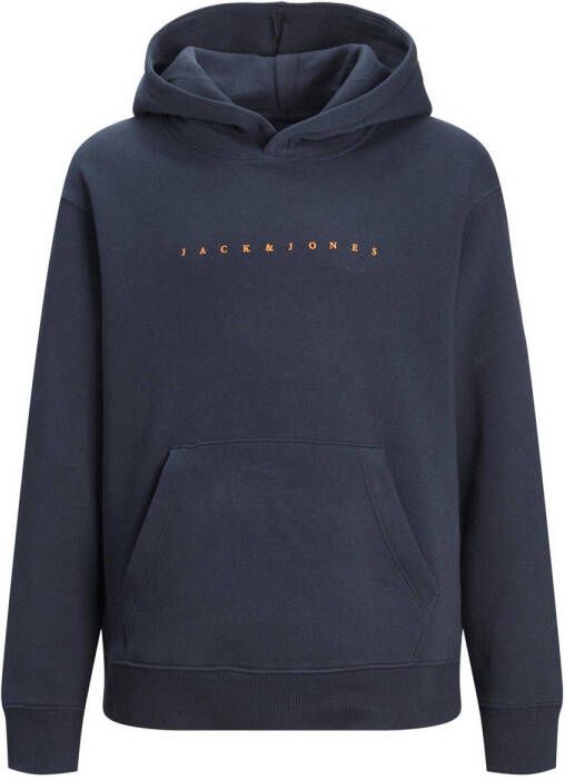 Jack & jones JUNIOR hoodie JJESTAR met logo donkerblauw Sweater Logo 116