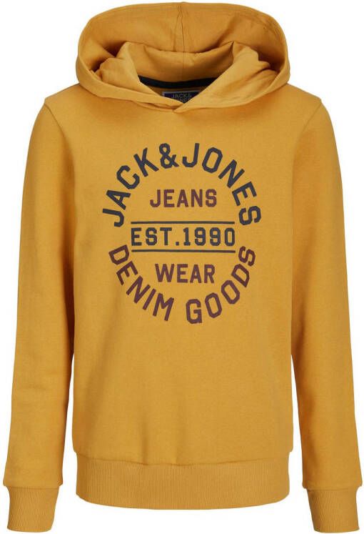 Jack & jones JUNIOR hoodie JJMIKK met logo okergeel Sweater Logo 176