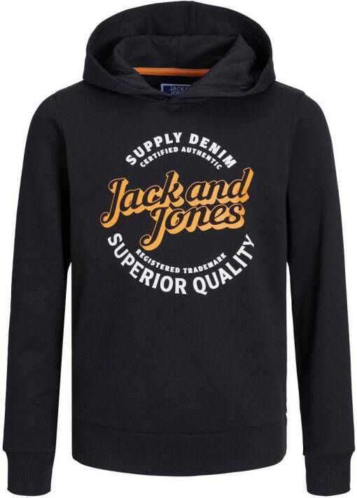 JACK & JONES JUNIOR hoodie JJMIKK met logo zwart